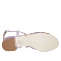 Woman's strap sandal in lilac leather and printed leather heel 2 - Available sizes:  34