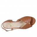 Sandalia para mujer en piel cognac tacon 5 - Tallas disponibles:  32, 42, 43, 44, 45