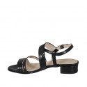 Woman's sandal in black leather and printed leather heel 2 - Available sizes:  32