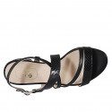 Woman's sandal in black leather and printed leather heel 2 - Available sizes:  32