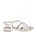 Woman's sandal in white leather heel 1 - Available sizes:  32