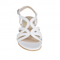 Woman's sandal in white leather heel 1 - Available sizes:  32