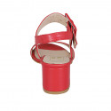 Sandalo da donna con fibbia in pelle rossa tacco 5 - Misure disponibili: 42, 43, 45