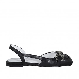 Woman's slingback pump in black leather with accessory heel 1 - Available sizes:  34