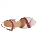 Sandale pour femmes en cuir verni nue et bordeaux avec courroie talon 7 - Pointures disponibles:  44