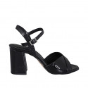 Sandale pour femmes en cuir verni et cuir verni imprimé noir avec courroie talon 7 - Pointures disponibles:  43, 46