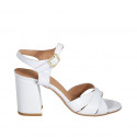 Sandale pour femmes en cuir blanc avec courroie talon 7 - Pointures disponibles:  43, 44