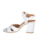 Sandale pour femmes en cuir blanc avec courroie talon 7 - Pointures disponibles:  43, 44