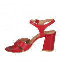 Sandalia para mujer en piel roja con cinturon tacon 7 - Tallas disponibles:  32, 43, 44