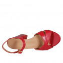 Sandalo da donna in pelle rossa con cinturino tacco 7 - Misure disponibili: 32, 43, 44