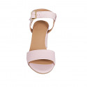 Sandalia para mujer con cinturon al tobillo en piel y charol rosa tacon 7 - Tallas disponibles:  43, 44, 45