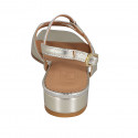 Sandale pour femmes en cuir imprimé et lamé platine talon 2 - Pointures disponibles:  32, 33, 42, 43