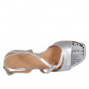 Sandale pour femmes en cuir imprimé et lamé argent talon 2 - Pointures disponibles:  32, 33, 42