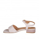 Sandale pour femmes en cuir nue avec courroie et talon recouvert 2 - Pointures disponibles:  32, 33