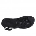 Woman's thong sandal in black printed patent leather with strap heel 1 - Available sizes:  32, 33, 42, 43