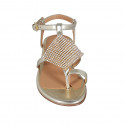 Sandalo da donna in pelle platino con cinturino e strass tacco 2 - Misure disponibili: 32, 33, 42, 43