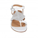 Sandalo infradito da donna in pelle bianca con strass e cinturino tacco 2 - Misure disponibili: 32, 33, 42, 43, 44, 45