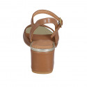 Sandalia para mujer en piel brun claro con cinturon tacon 5 - Tallas disponibles:  42, 43, 44, 45