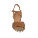 Sandale pour femmes en cuir brun clair avec courroie talon 5 - Pointures disponibles:  42, 43, 44, 45