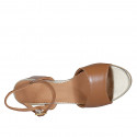 Sandale pour femmes en cuir brun clair avec courroie talon 5 - Pointures disponibles:  42, 43, 44, 45