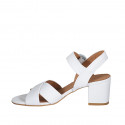 Sandale pour femmes avec courroie en cuir blanc talon 5 - Pointures disponibles:  44, 45