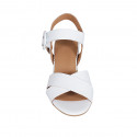 Woman's sandal with strap in white leather heel 5 - Available sizes:  44, 45