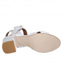 Woman's sandal with strap in white leather heel 5 - Available sizes:  44, 45