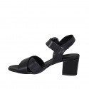 Sandalo da donna in pelle di color nero con cinturino tacco 5 - Misure disponibili: 31, 42, 44, 46