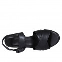 Sandalo da donna in pelle di color nero con cinturino tacco 5 - Misure disponibili: 31, 42, 44, 46