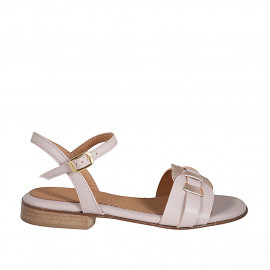 Woman's strap sandal in nude leather and copper printed leather heel 2 - Available sizes:  32, 46