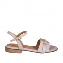 Sandalia para mujer en piel nude y piel imprimida cobrizo con cinturon tacon 2 - Tallas disponibles:  32, 46