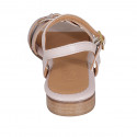 Sandalia para mujer en piel nude y piel imprimida cobrizo con cinturon tacon 2 - Tallas disponibles:  32, 46