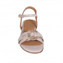 Sandalia para mujer en piel nude y piel imprimida cobrizo con cinturon tacon 2 - Tallas disponibles:  32, 46