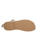 Sandale entredoigt spartiates à lacets pour femmes en cuir lamé platine talon 1 - Pointures disponibles:  43