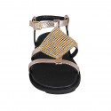 Sandalo da donna in pelle stampata laminata rame con cinturino e strass zeppa 1 - Misure disponibili: 32, 33, 34, 42, 43