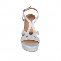 Woman's platform sandal in silver laminated leather heel 9 - Available sizes:  34, 43, 44