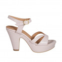 Woman's strap sandal with platform in nude leather heel 9 - Available sizes:  42, 43, 44, 46