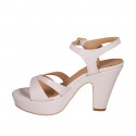 Woman's strap sandal with platform in nude leather heel 9 - Available sizes:  42, 43, 44, 46