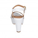 Sandale pour femmes avec courroie et plateforme en cuir blanc talon 9 - Pointures disponibles:  42, 43