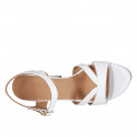 Sandale pour femmes avec courroie et plateforme en cuir blanc talon 9 - Pointures disponibles:  42, 43