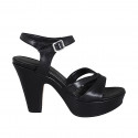 Sandalia para mujer con cinturon y plataforma en piel negra tacon 9 - Tallas disponibles:  42