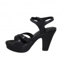 Sandalia para mujer con cinturon y plataforma en piel negra tacon 9 - Tallas disponibles:  42