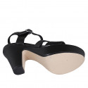 Sandale pour femmes avec courroie et plateforme en cuir noir talon 9 - Pointures disponibles:  42