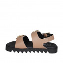 Sandale pour femmes avec boucles réglables en cuir nue talon compensé 2 - Pointures disponibles:  32, 33, 42, 43, 44