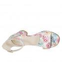 Woman's open shoe with strap in multicolor printed suede heel 5 - Available sizes:  43
