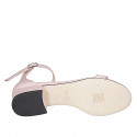 Zapato abierto para mujer con cinturon al tobillo en piel rosa tacon 3 - Tallas disponibles:  33, 34, 43