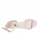 Zapato abierto para mujer con cinturon al tobillo en piel rosa tacon 3 - Tallas disponibles:  33, 34, 43