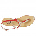 Sandalia de dedo en piel roja para mujer con estras tacon 2 - Tallas disponibles:  42, 43, 44