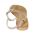 Sandalia de dedo para mujer en piel rosa con estras tacon 2 - Tallas disponibles:  42, 43, 44, 45