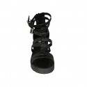 Woman's open shoe with zipper and straps in black leather heel 6 - Available sizes:  42